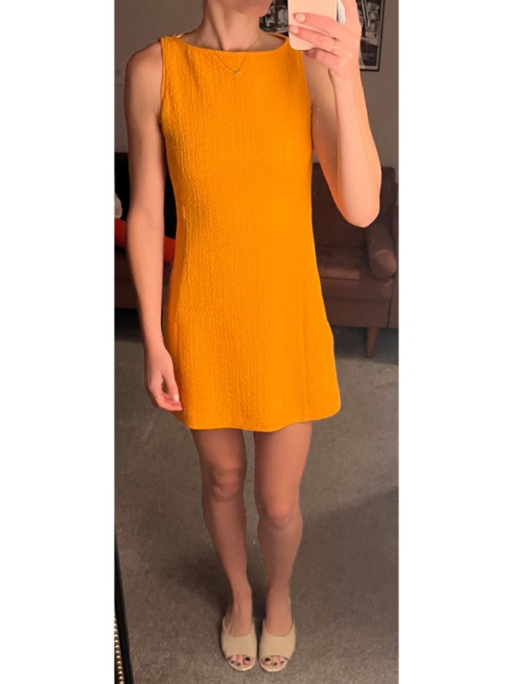 ZARA ZW COLLECTION Short Mini Orange Textured Dress